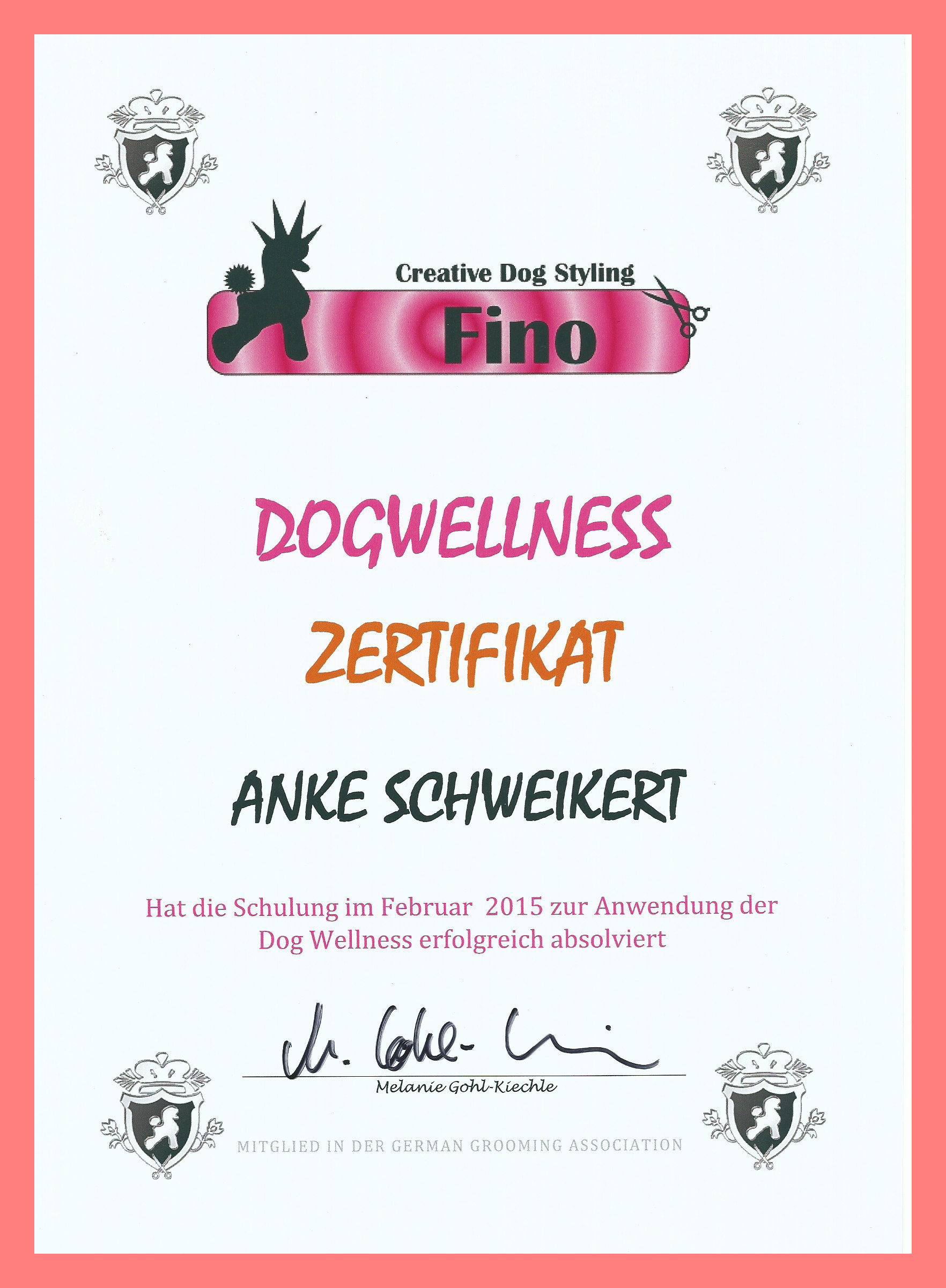 Zertifikat Dogwellness Rahmen